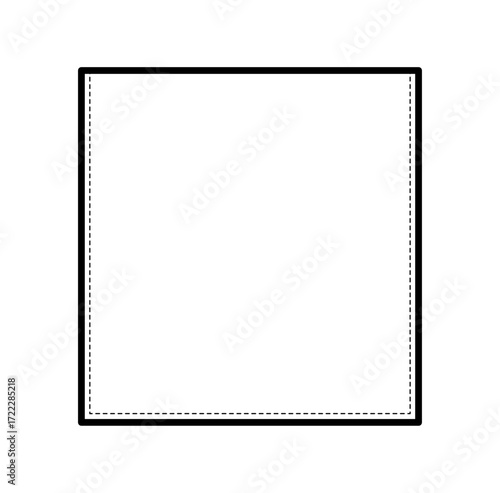 Top-stitched Square Patch Pocket technical fashion illustration. Flat apparel template front view. Women, men unisex style item CAD mockup isolated on white background 