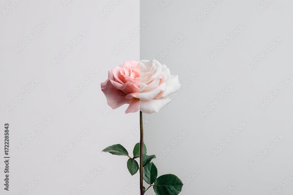 Fototapeta premium Minimalist rose, modern line art and elegant floral concept design