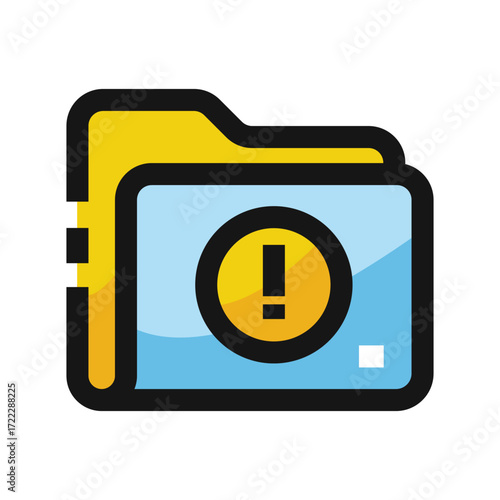 A yellow folder icon with a blue document and a yellow exclamation mark