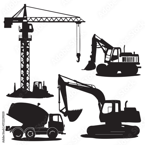 Yellow industrial forklift with hydraulic lift and wheel isolated on white background