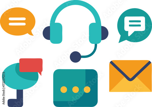 Set of communication and support icons vector graphics scalable eps for general use isolated on transparent background