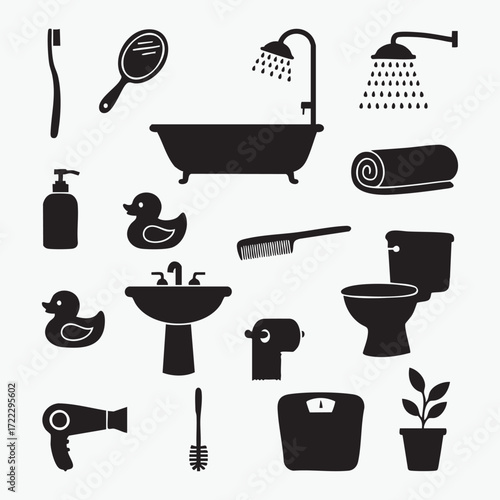 Vector icons of kitchen utensils, food, and drink for cooking and restaurant use
