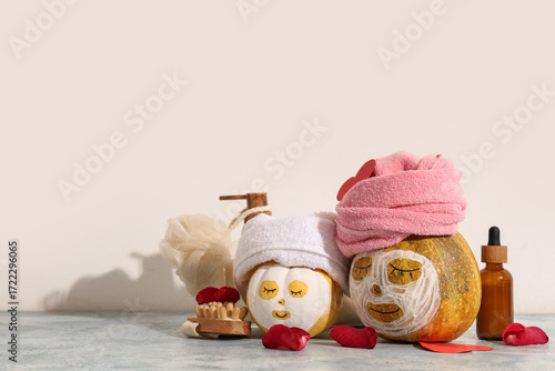 Funny pumpkins with facial ...