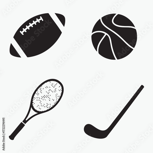 A vector illustration set of tennis icons and sport equipment for a game collection