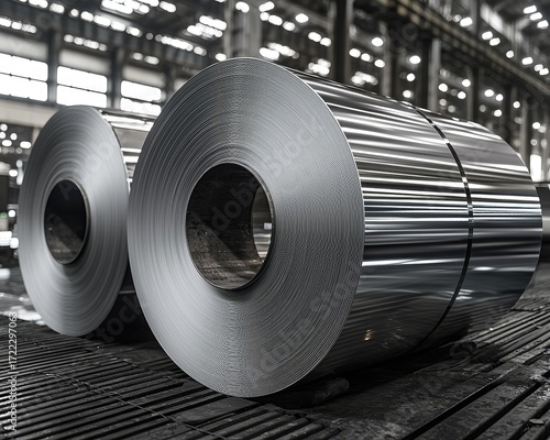 Rolled metal sheets in a factory