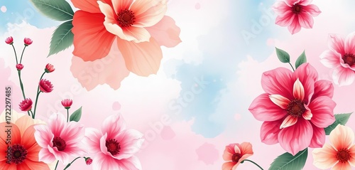 Delicate floral watercolor wash background, perfect for invitations or branding,  wedding,  minimalist
