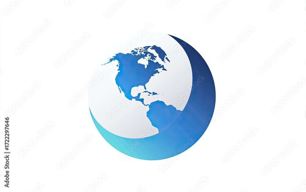 Fototapeta premium Earth globe, crescent moon style, shaded blue-white