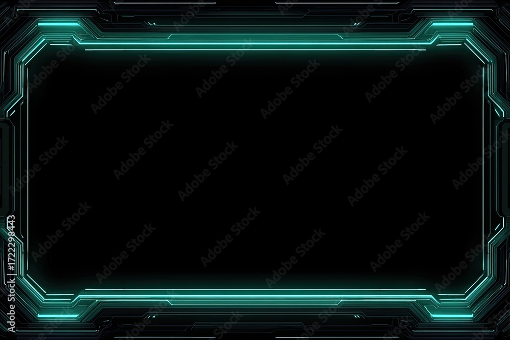 Obraz premium Sci-fi frame with teal glowing lines