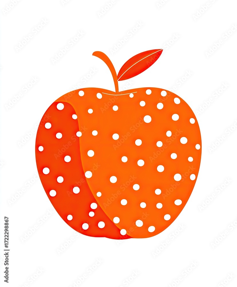 Fototapeta premium A vibrant orange apple, dotted with white