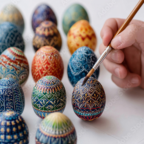 Wallpaper Mural A set of beautifully hand-painted Easter eggs, with vibrant colors and intricate patterns, representing the creative and festive side of Easter celebrations. Torontodigital.ca