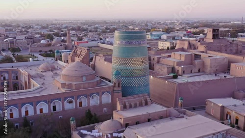 The kalta minor minaret stands tall in the ancient city of khiva, uzbekistan