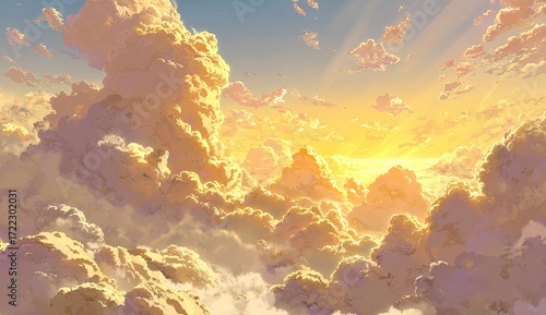 Golden cloudscape, sunlit