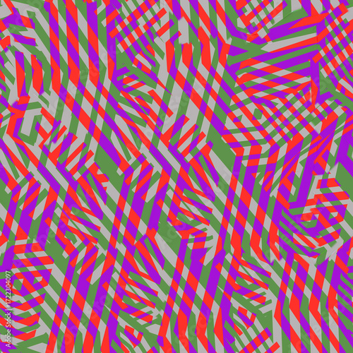 Abstract seamless geometric pattern with colorful lines, vector wave illustration for textile design wallpaper backdrop