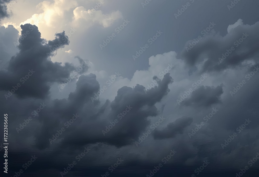 Obraz premium Dark, stormy cloudscape with dramatic lighting and texture, cloudscape, dramatic lighting