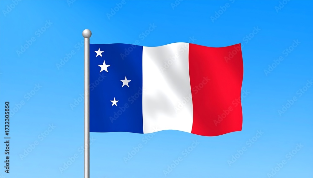 Naklejka premium French Flag with Polynesian Stars.