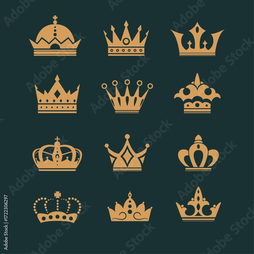 Elegant flat golden imperial crown template design