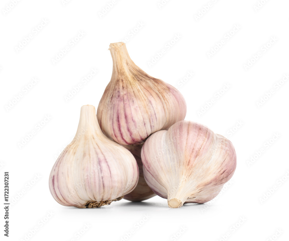 Fototapeta premium Fresh garlic on white background