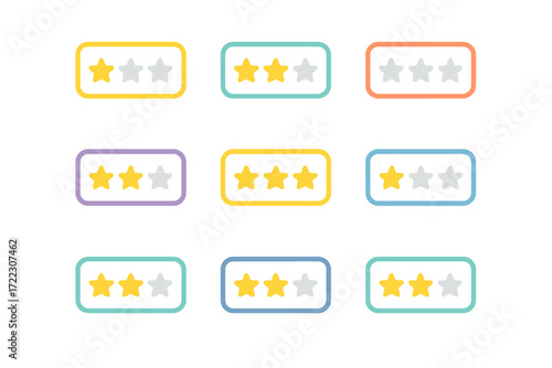 Gift rating silhouette icon set. featuring star ratings, gifts, envelop and credit card symbols