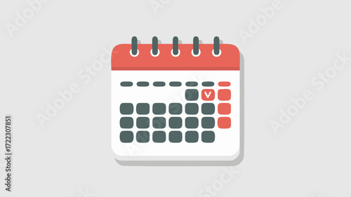 A simple, flat design calendar icon with a marked date.
