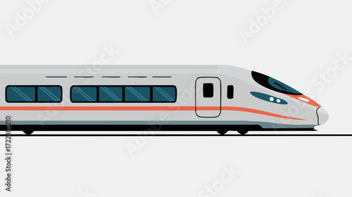 A side view of a modern white high-speed bullet train with orange accents, an illustration of fast rail transport.