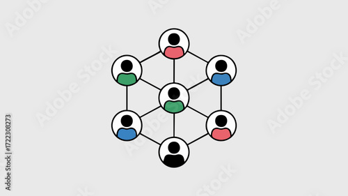 A network diagram of interconnected people, suggesting collaboration and communication.