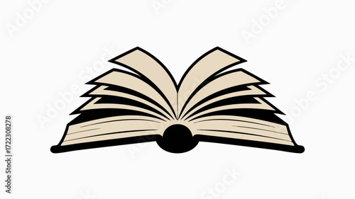 An open book with pages fanned out, symbolizing knowledge and learning.