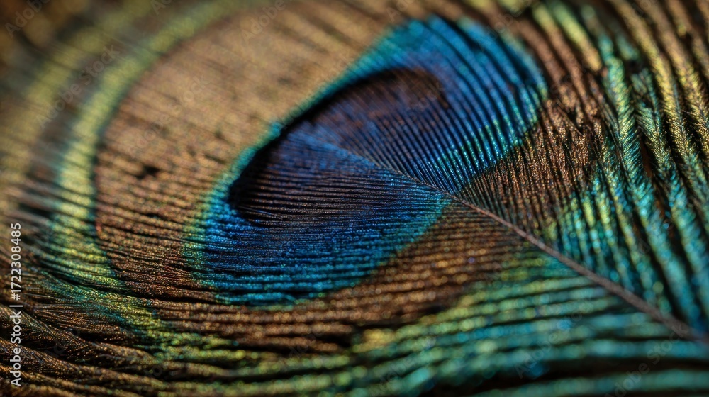 Naklejka premium Peacock feather closeup detail