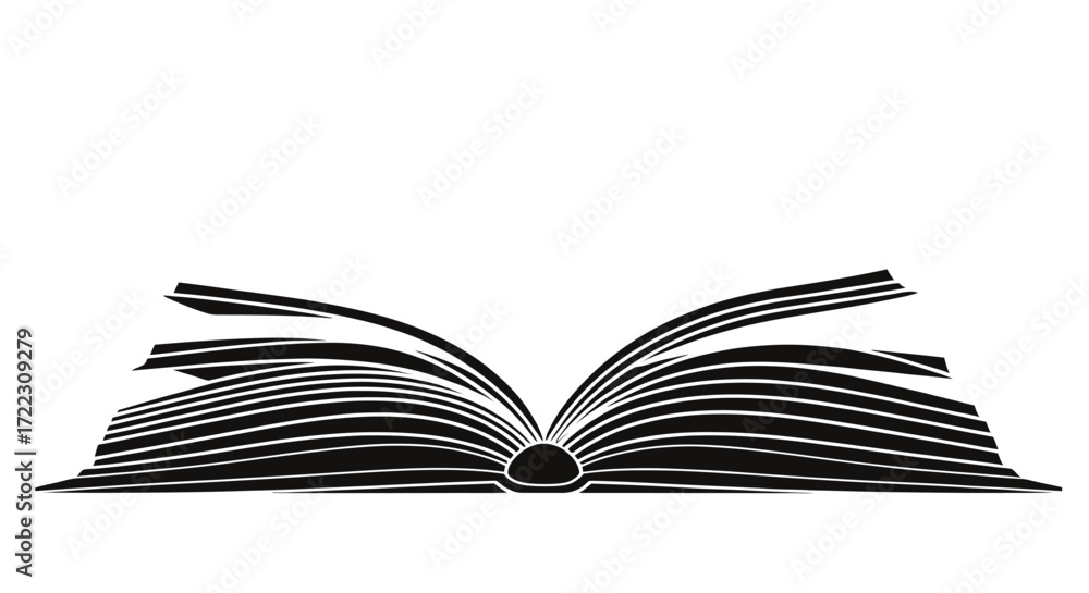 Fototapeta premium High-quality vector illustration of an open book with pages fanned out, perfect for educational designs, websites, or print projects. Download this clean, crisp PNG for your next project and add a