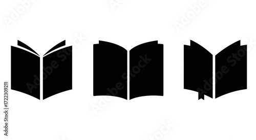High-quality vector PNG icons of open books, perfect for education, literature, or library websites, apps, and publications.  These versatile book illustrations are ideal for various design projects
