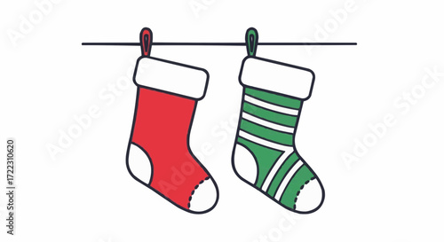 Christmas icon vector 2025 christmas stockings hanging decoration vector illustration holiday season december festive celebration design