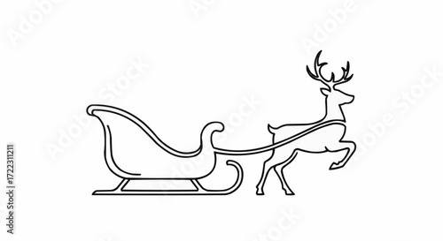 Christmas icon vector 2025 christmas reindeer sleigh outline vector illustration, santa claus sleigh, christmas holiday season design