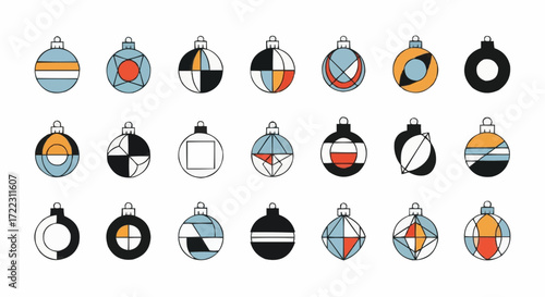 Christmas icon vector 2025 geometric christmas ornaments vector set holiday decoration baubles design elements for festive season decor