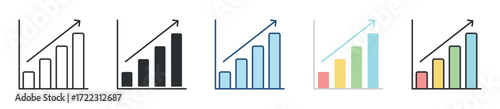 Bar Chart Icon Set Multiple Style Collection