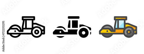Multipurpose compactor vector icon in outline, glyph, filled outline style. Three icon style variants in one pack.