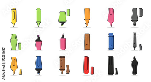 Simple line art icons depicting various ice cream cones, scoops, and desserts, including one location pin.