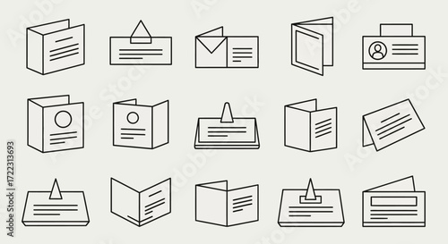 Simple line art icons depicting various ice cream cones, scoops, and desserts, including one location pin.