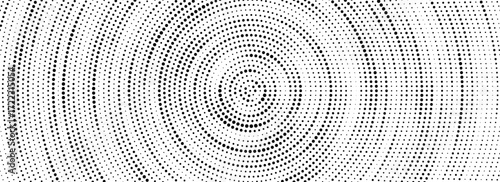 Wallpaper Mural Black halftone concentric circle texture. Rippled repeating sound wave ring wallpaper. Dotted radial gradient background. Vector rasterized backdrop for vibration, epicenter, target, radar signal Torontodigital.ca