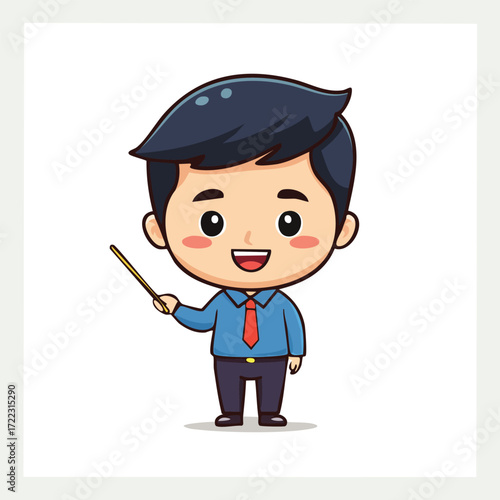 Cartoon policeman in uniform with badge and hat providing safety and protection