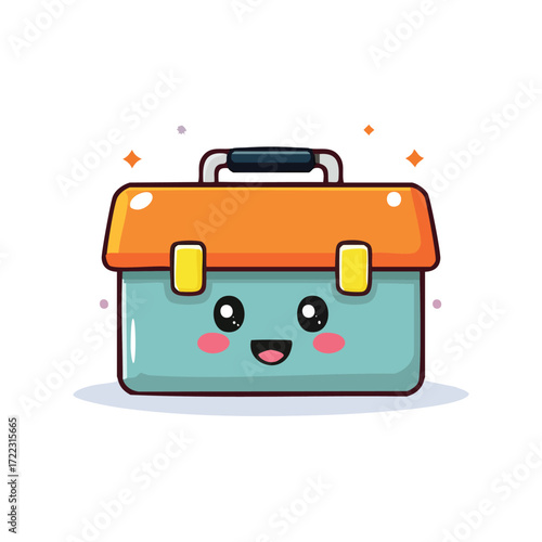 Vector symbol illustration of an open business suitcase or bag with a handle and travel holiday journey luggage