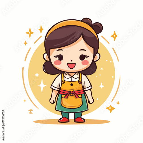 Cartoon vector illustration of a cute little boy character with a smile