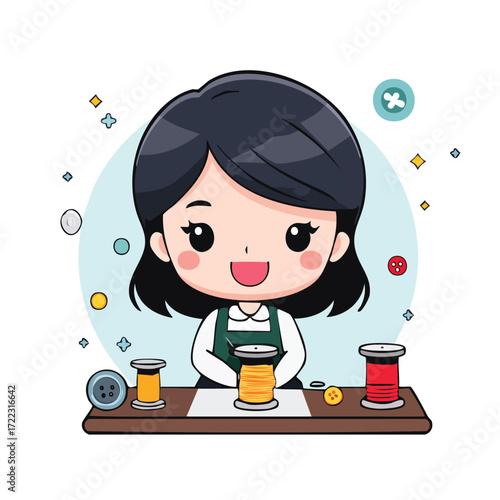 Girl enjoying a warm drink in a cozy cafe cartoon vector illustration