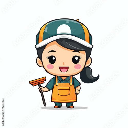 A funny cartoon builder boy wearing a helmet, perfect for a kids' illustration