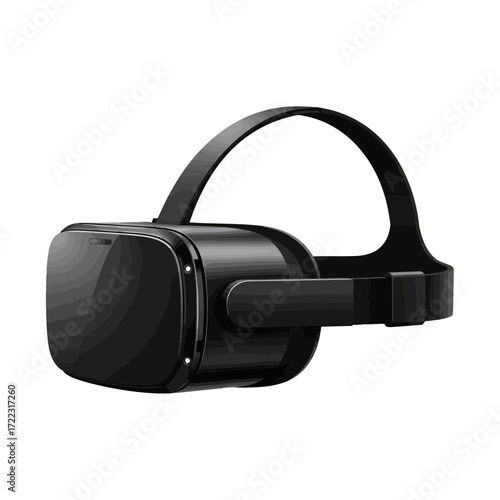 Black virtual reality headset silhouette isolated on white background