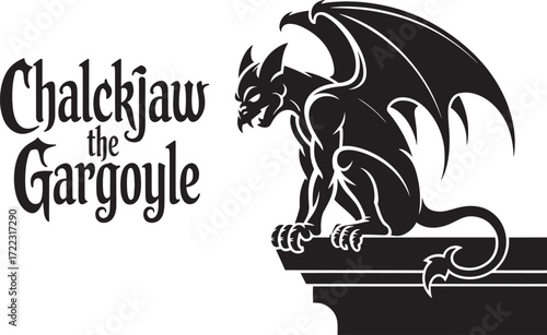 Chalckjaw Gargoyle Vector Graphic Gothic Art Creepy Monster Winged Devil Creature Guardian