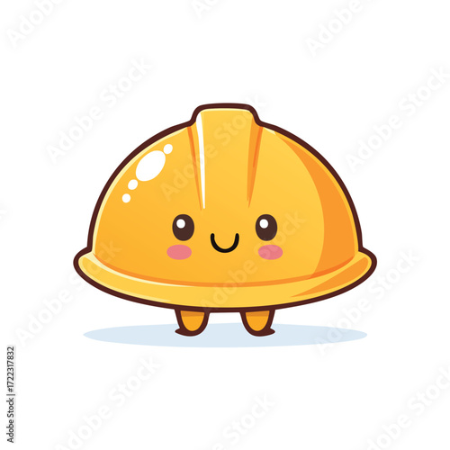 Cartoon vector illustration of a hard hat or construction helmet icon for head protection
