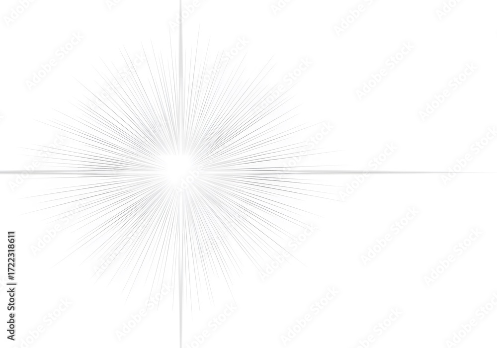 Naklejka premium Ethereal Radiance A Central Burst of Brilliant White Light on Pure Canvas, Casting Translucent Greyish-White Rays in a Delicate Starburst Pattern, Evoking a Sense of Crisp, Uncluttered Illumination.