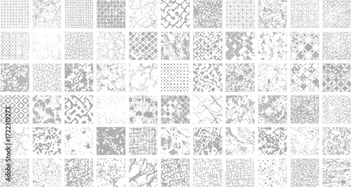 Collection of 90 unique seamless patterns and textures in various styles, perfect for graphic design and digital art projects