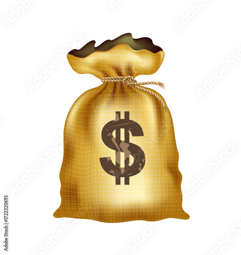 Classical shiny golden money bag icon design