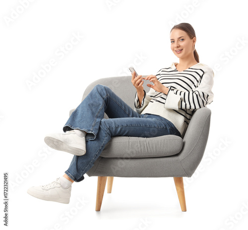 Young woman using mobile ph...
