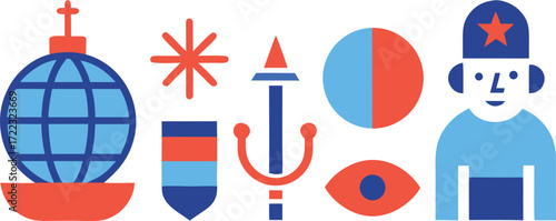Columbus day vector icon set featuring ships compass globe and explorer illustration vector